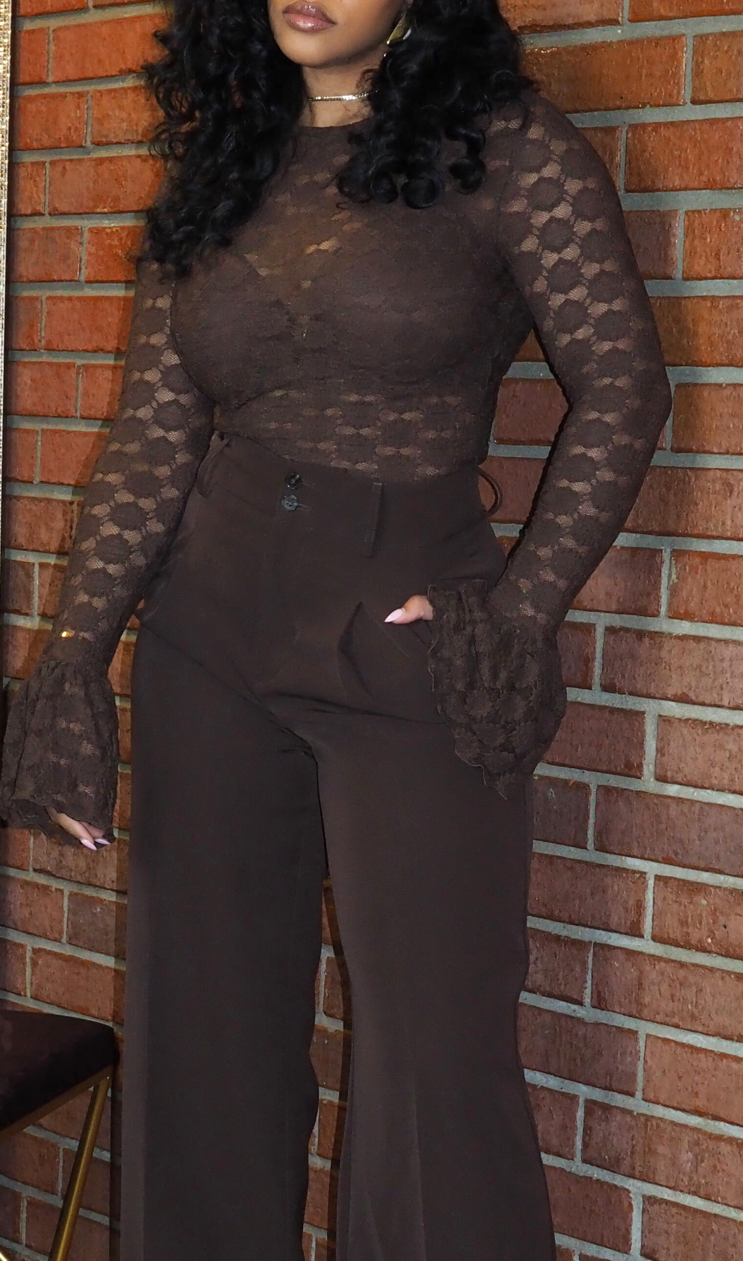 MOCHA | LACE TOP