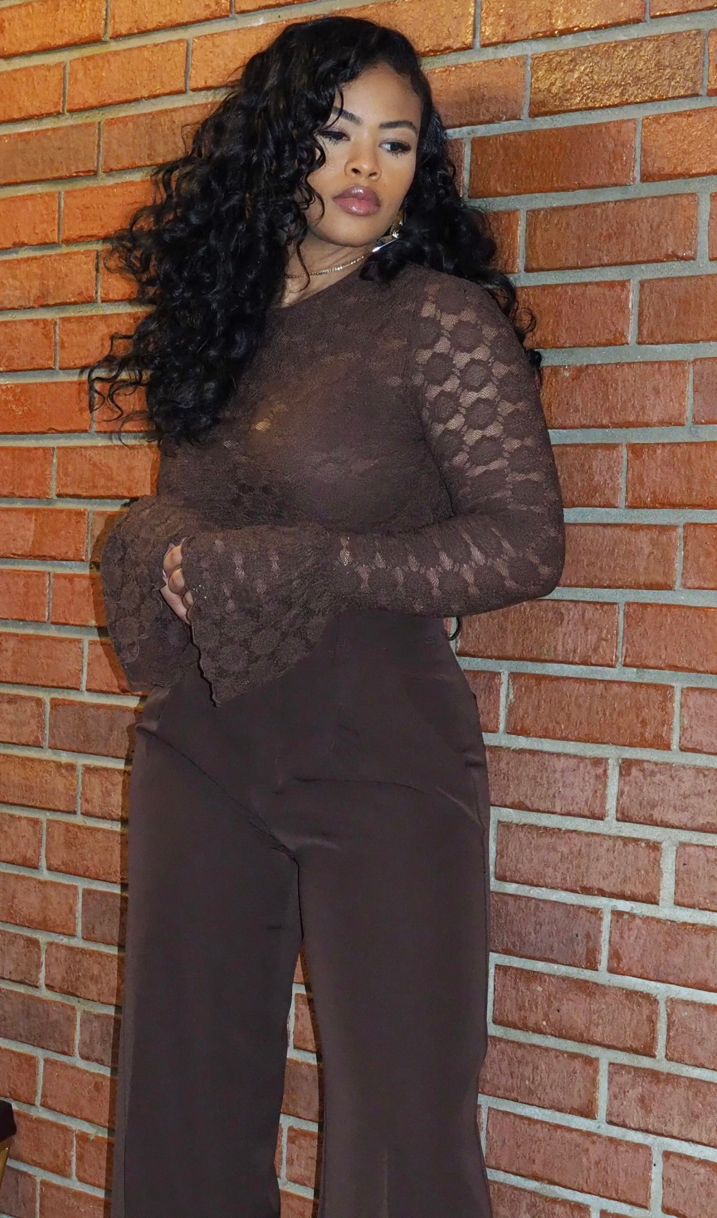 MOCHA | LACE TOP