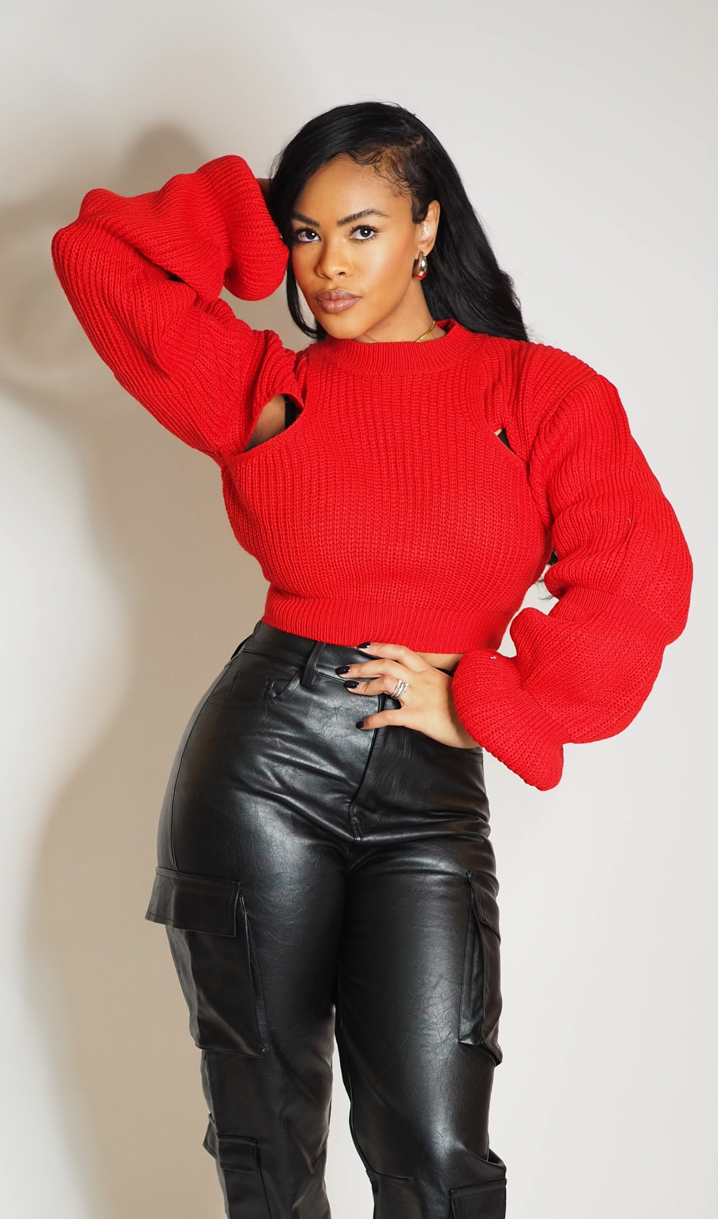 BRIELLE | KNIT SWEATER-RED