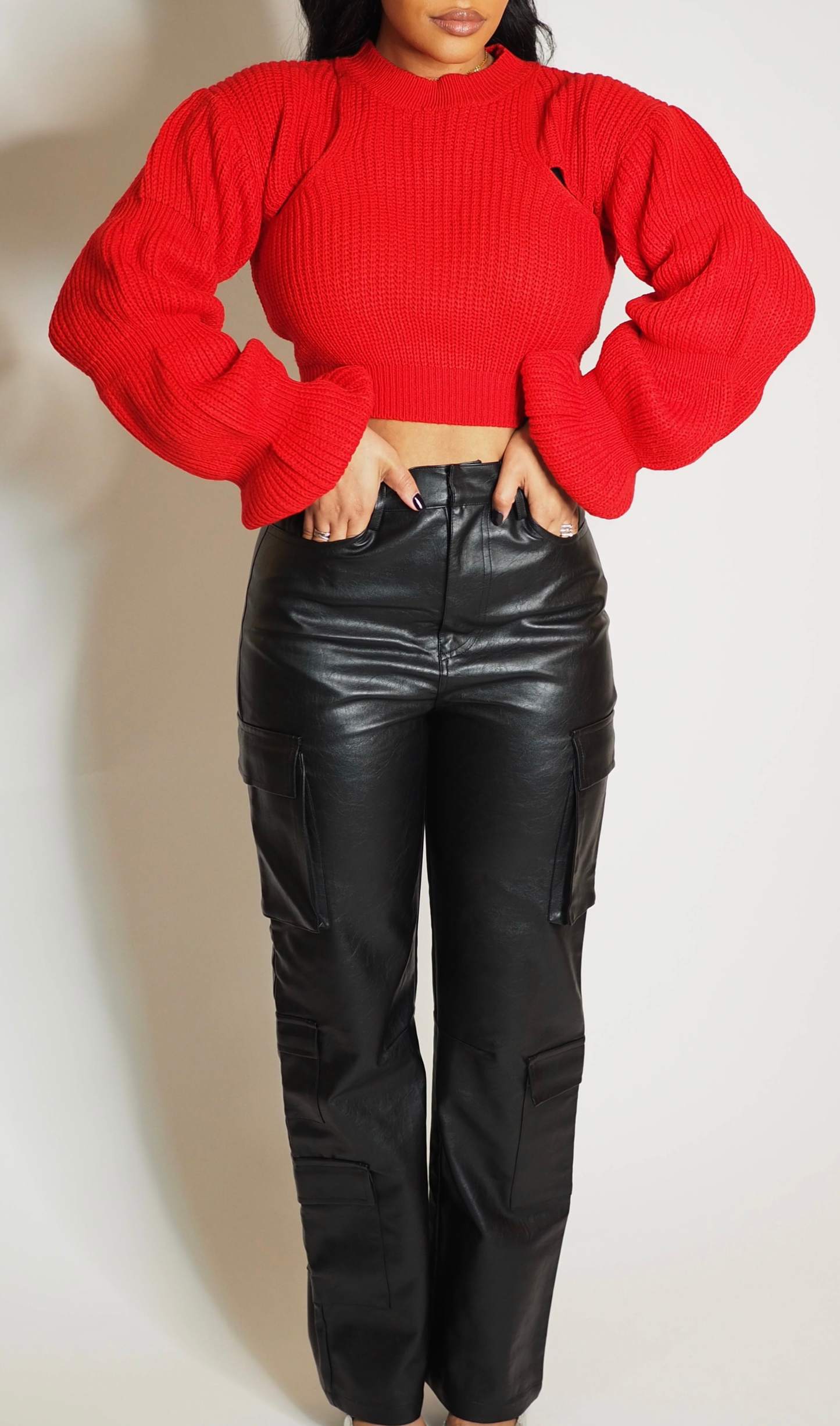 BRIELLE | KNIT SWEATER-RED