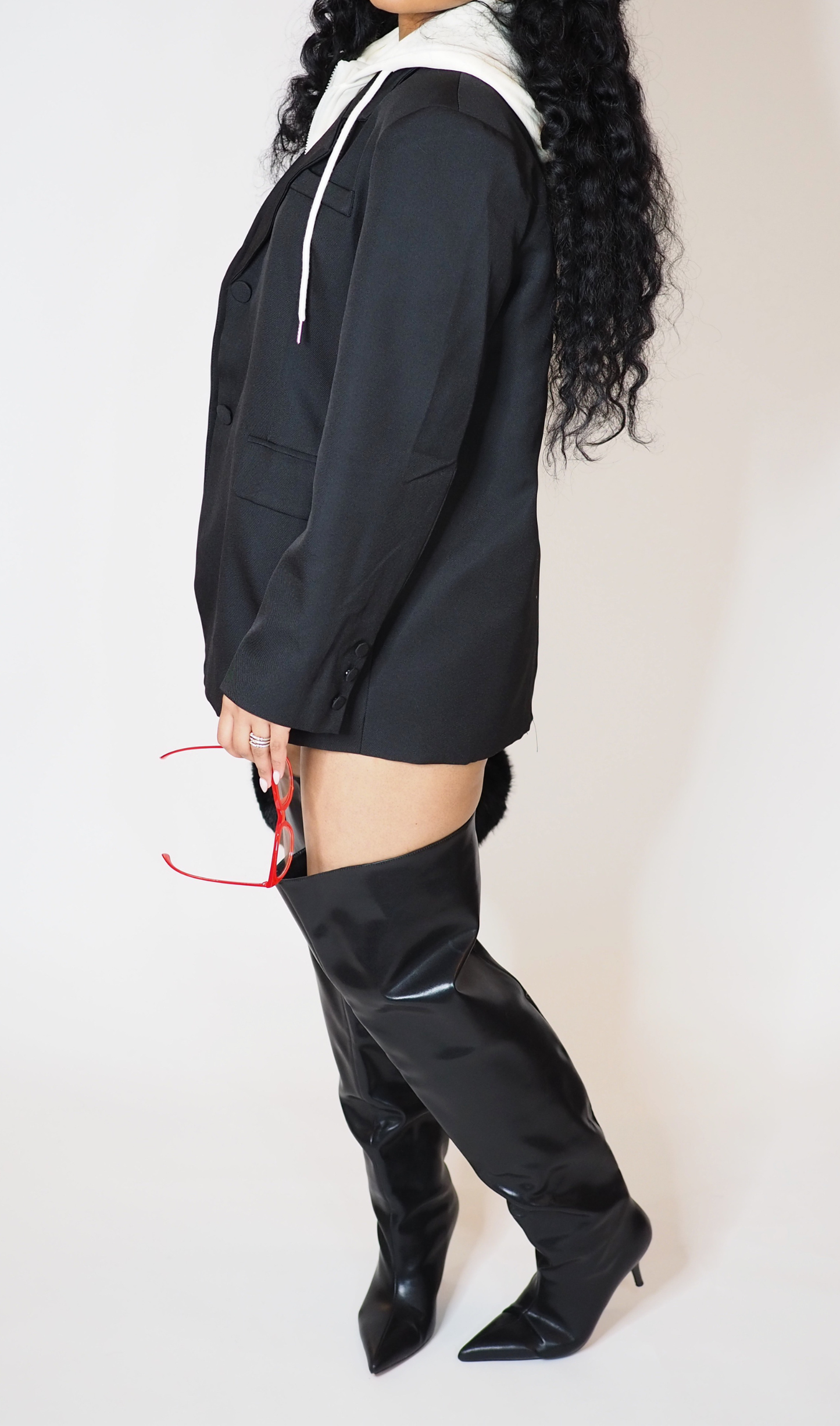 CITYLINE | HOODED BLAZER- BLACK