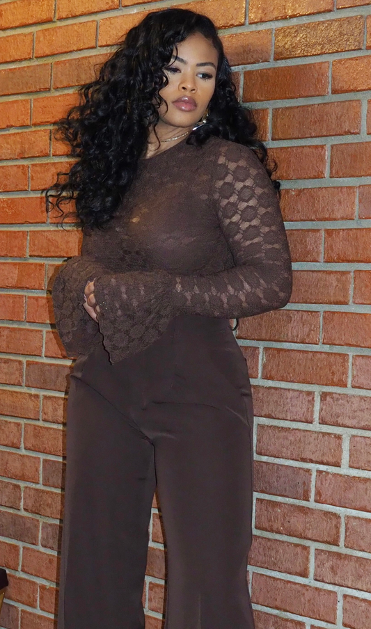 MOCHA | LACE TOP