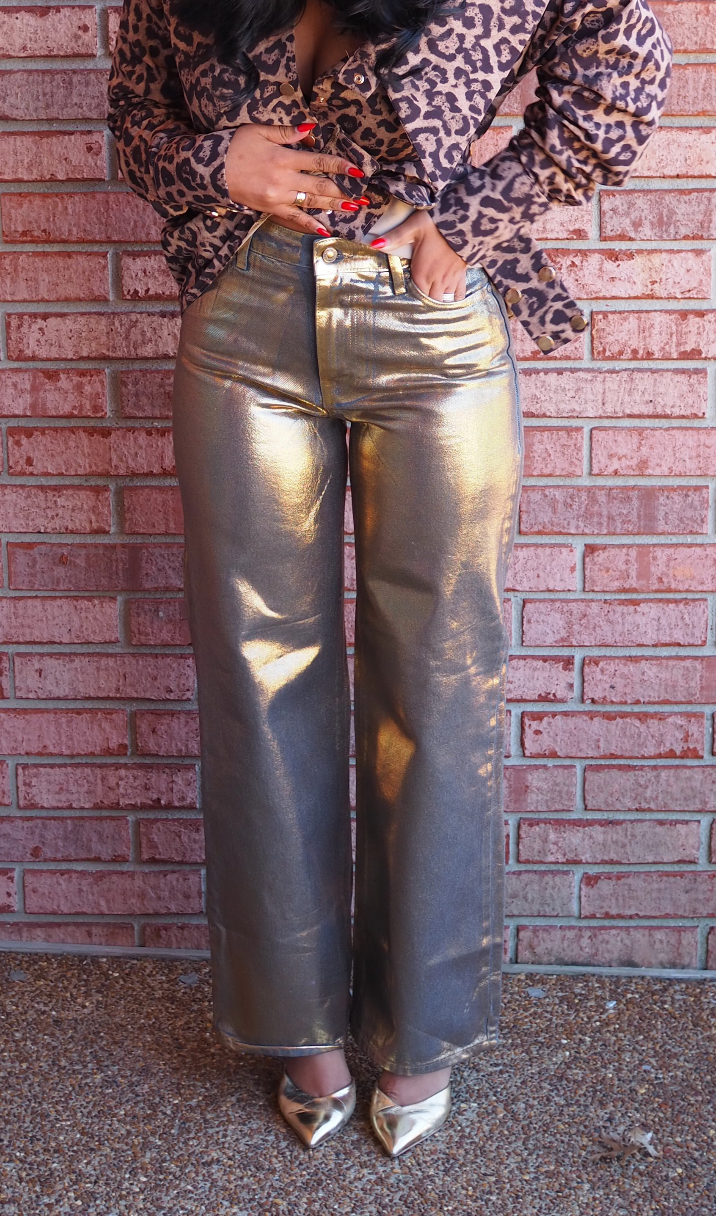 GOLDIE | METALLIC JEANS