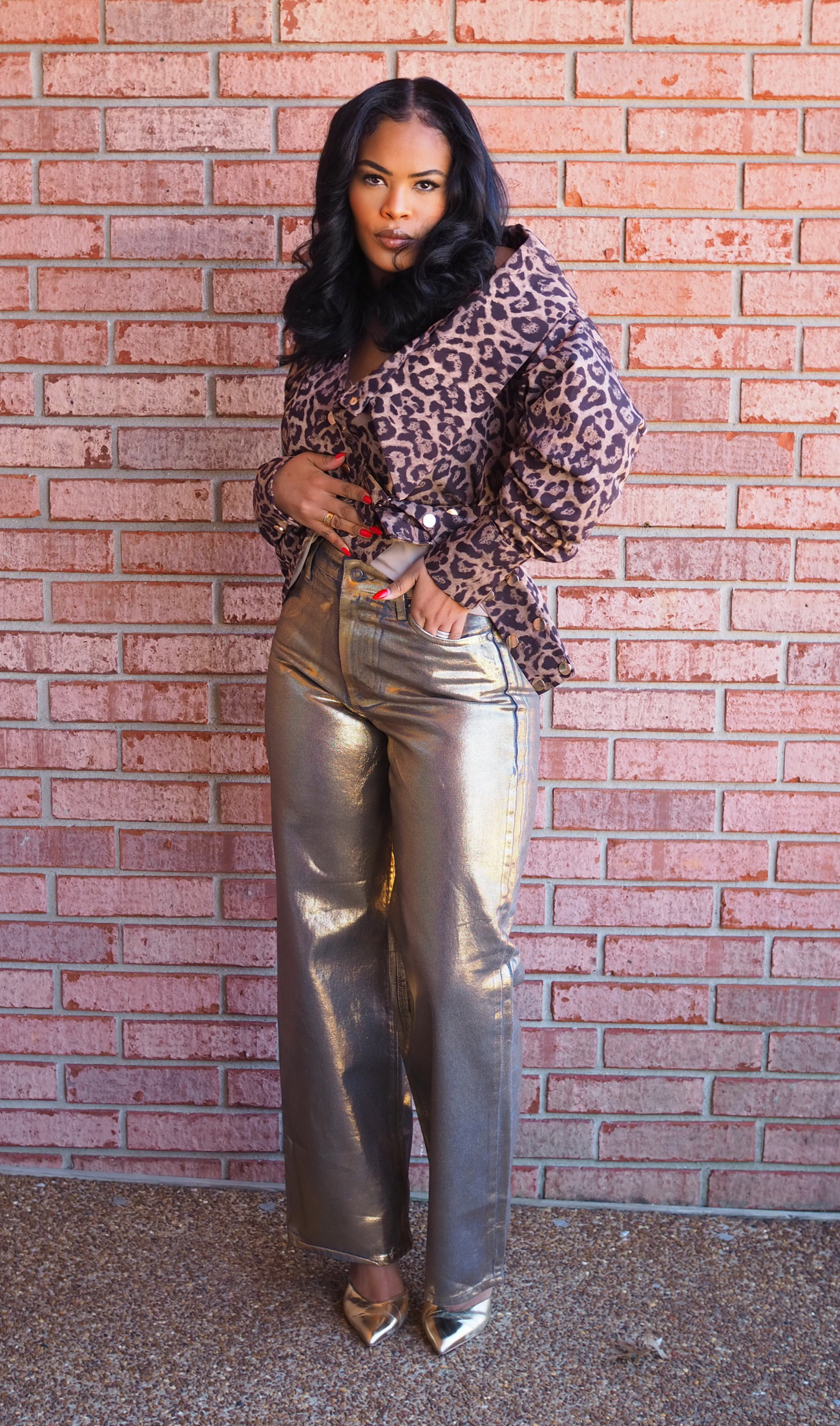 GOLDIE | METALLIC JEANS