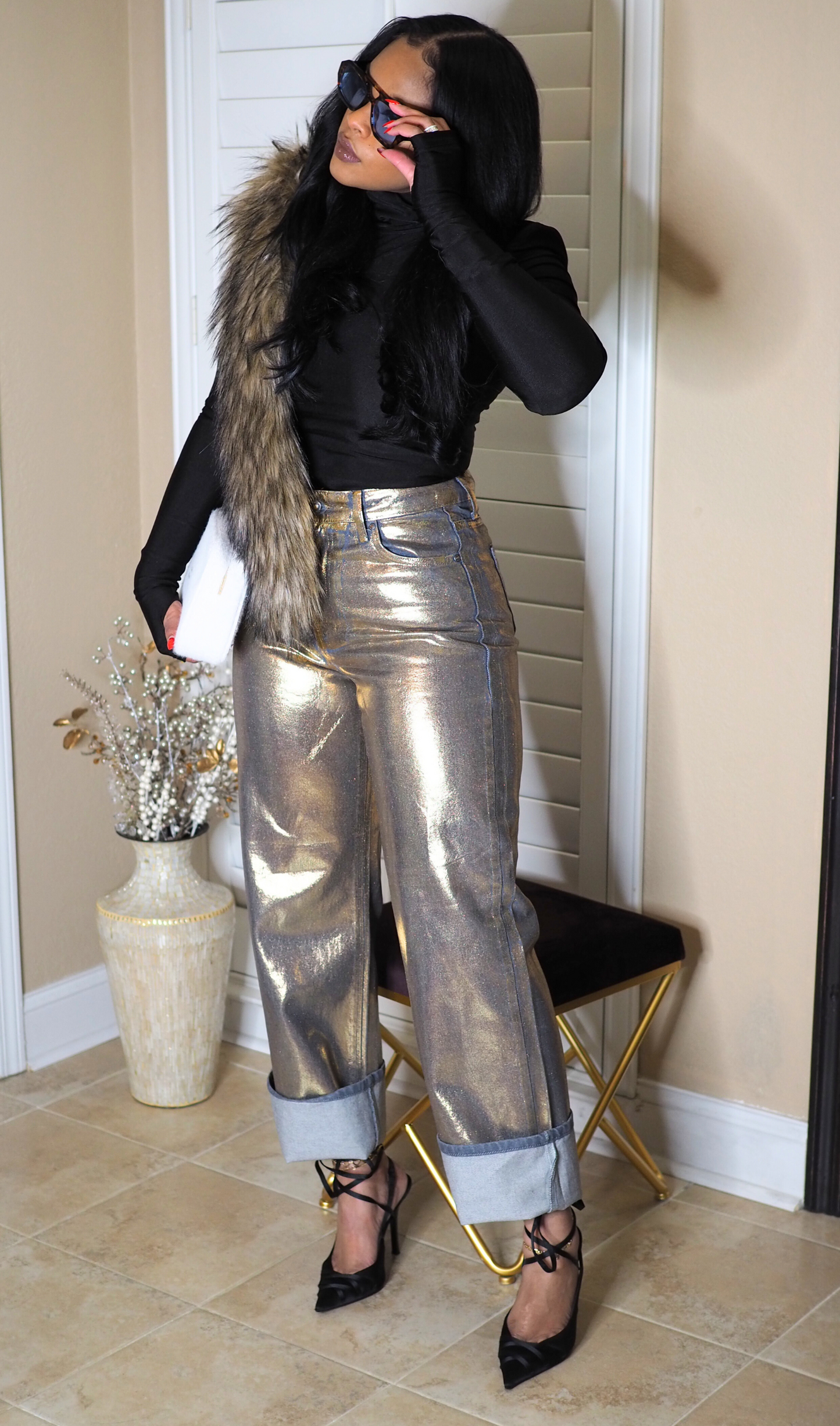 GOLDIE | METALLIC JEANS