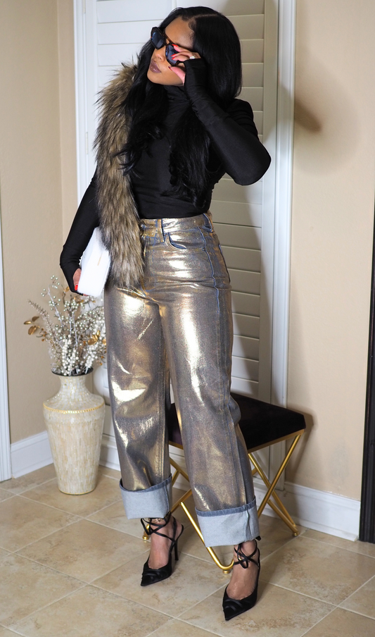 GOLDIE | METALLIC JEANS